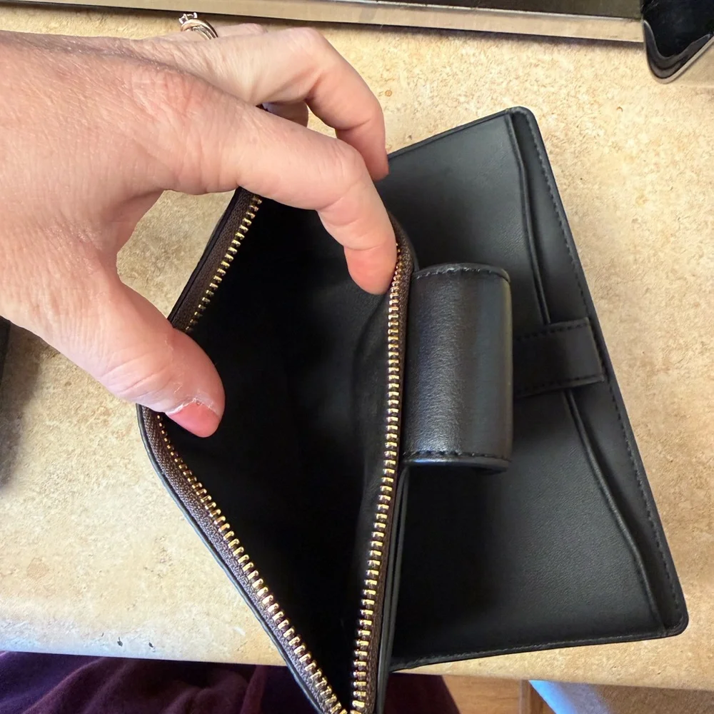 Coach Black and Brown Signature Wristlet - Picture 3 of 5